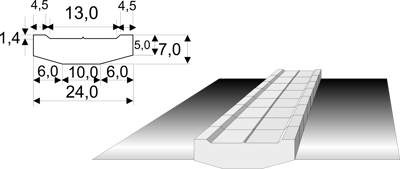 Keramisk Backing på tape 600X24 Flad fuge 1,4