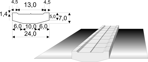 Keramisk Backing på tape 600X24 Flad fuge 1,4