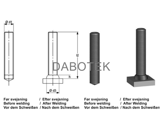 FD Threaded stud M20x20 mm Matr. A4-70 efter EN ISO 13918