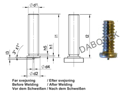 PT Threaded Stud  M8x45 Matr. Almg3