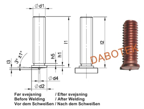 PT Threaded stud M8x45  Material Mild Steel 4.8 acc. EN ISO 13918