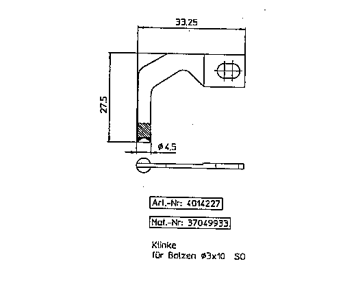Klinke für Bolzen Ø3x10