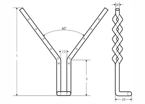 Bølgeanker matr 8 mmx130 step 50 mm matr. 1.4841 drejet