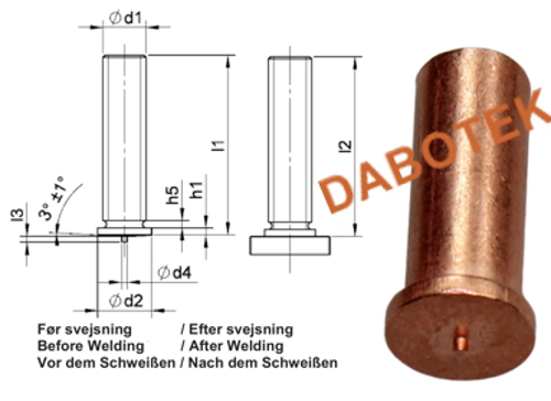 UT Unthreaded Stud Ø4x16 Material Mild Steel 4.8 acc. EN ISO 13918